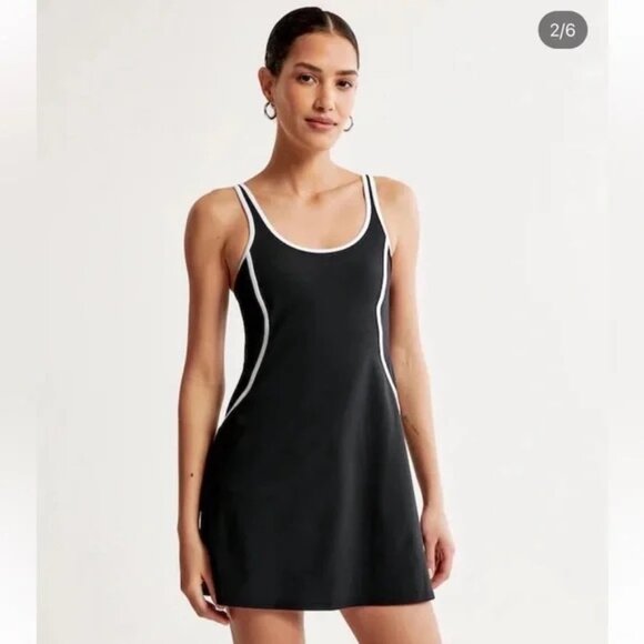 Abercrombie & Fitch Black Mini Dress with White Accents - Picture 1 of 7